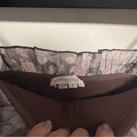 V. Chapman Smocked Geranium Dress in Chocolate Peony Print - Picture 10 of 11